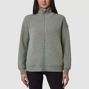 Mondetta Women's Heathered Full-Zip Fleece Jacket Heather Green Sz L Quick Ship
